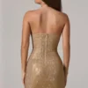 Zara Embellished Bandeau Cowl-Waist Mini Dress in Gold Zara Embellished Bandeau Cowl-Waist Mini Dress in Gold