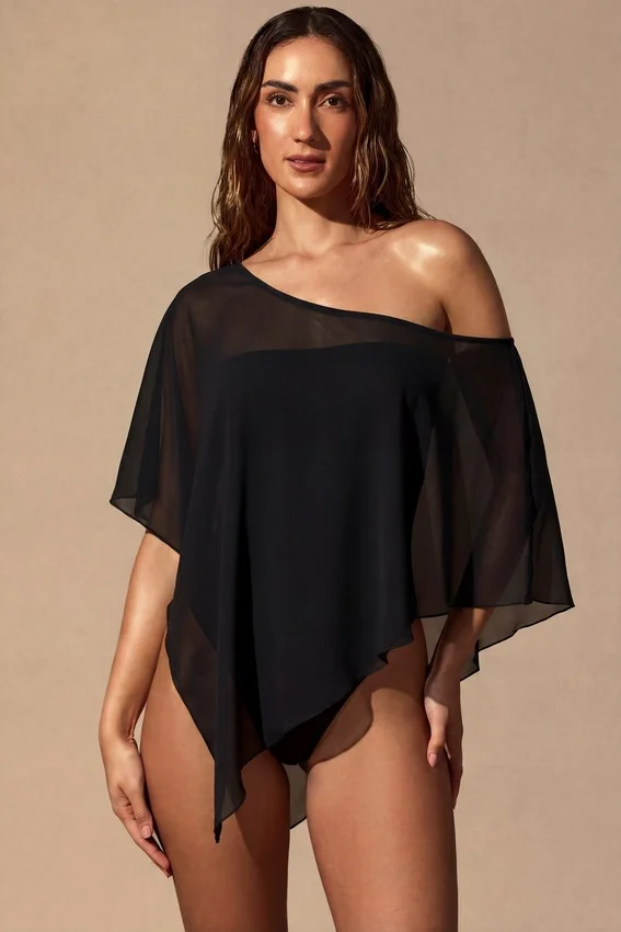 Zarayah Sheer Poncho in Black Zarayah Sheer Poncho in Black