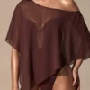 Zarayah Sheer Poncho in Espresso Brown Zarayah Sheer Poncho in Espresso Brown