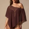 Zarayah Sheer Poncho in Espresso Brown Zarayah Sheer Poncho in Espresso Brown