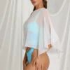 Zarayah Sheer Poncho in White Zarayah Sheer Poncho in White