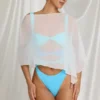 Zarayah Sheer Poncho in White Zarayah Sheer Poncho in White