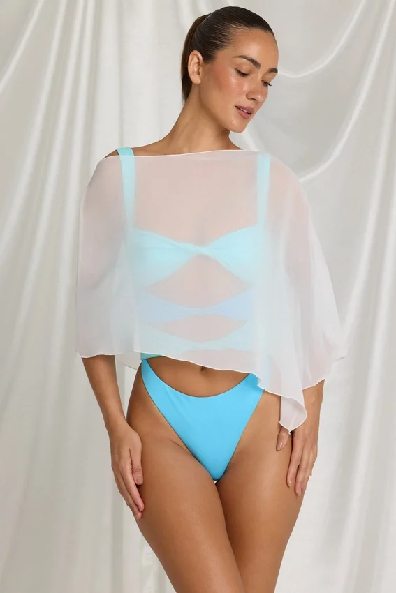 Zarayah Sheer Poncho in White Zarayah Sheer Poncho in White