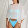 Zarayah Sheer Poncho in White Zarayah Sheer Poncho in White