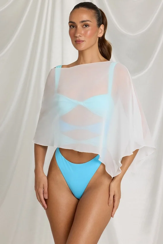 Zarayah Sheer Poncho in White Zarayah Sheer Poncho in White