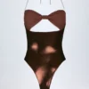 Zarza Panelled Cut-out Swimsuit in Bronze Gold Zarza Panelled Cut-out Swimsuit in Bronze Gold