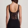 Zayla Sheer Lace Scalloped Plunge-Neck Bodysuit in Black Zayla Sheer Lace Scalloped Plunge-Neck Bodysuit in Black