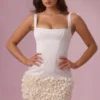 Zelia Satin Mini Dress in Ivory Zelia Satin Mini Dress in Ivory