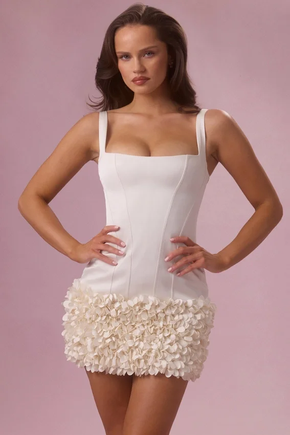 Zelia Satin Mini Dress in Ivory Zelia Satin Mini Dress in Ivory