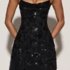 Zelina Embellished Soft-Scoop Asymmetric Midaxi Dress in Black Zelina Embellished Soft-Scoop Asymmetric Midaxi Dress in Black