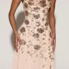 Zelina Embellished Soft-Scoop Asymmetric Midaxi Dress in Gold Zelina Embellished Soft-Scoop Asymmetric Midaxi Dress in Gold