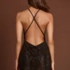 Zelinda Embellished Halterneck Cowl A-line Mini Dress in Brown Snake Zelinda Embellished Halterneck Cowl A-line Mini Dress in Brown Snake