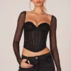 Zella Corset Long-Sleeve Top in Black Zella Corset Long-Sleeve Top in Black