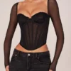 Zella Corset Long-Sleeve Top in Black Zella Corset Long-Sleeve Top in Black