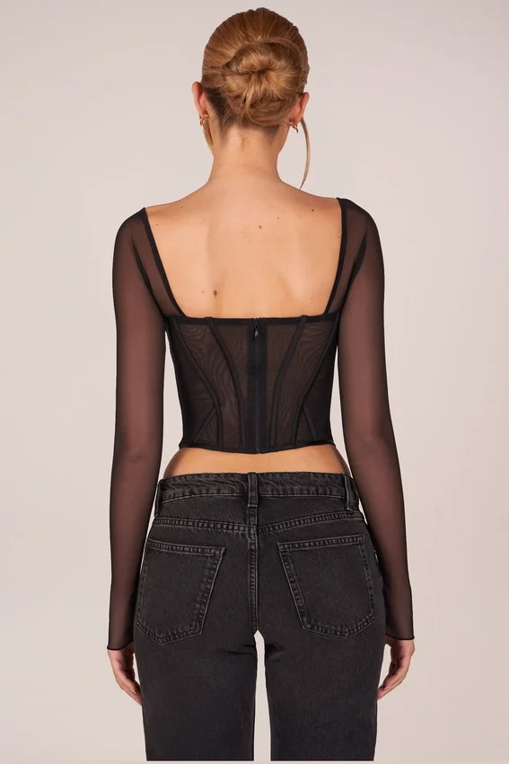 Zella Corset Long-Sleeve Top in Black Zella Corset Long-Sleeve Top in Black