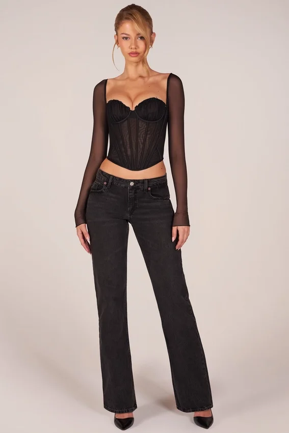 Zella Corset Long-Sleeve Top in Black Zella Corset Long-Sleeve Top in Black