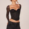 Zella Corset Long-Sleeve Top in Black Zella Corset Long-Sleeve Top in Black