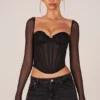 Zella Corset Long-Sleeve Top in Black Zella Corset Long-Sleeve Top in Black