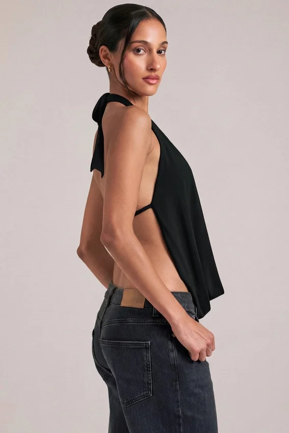 Zenna Draped Cowl Top in Black Zenna Draped Cowl Top in Black