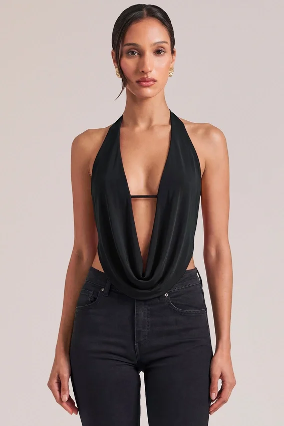 Zenna Draped Cowl Top in Black Zenna Draped Cowl Top in Black