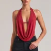 Zenna Draped Cowl Top in Cherry Red Zenna Draped Cowl Top in Cherry Red