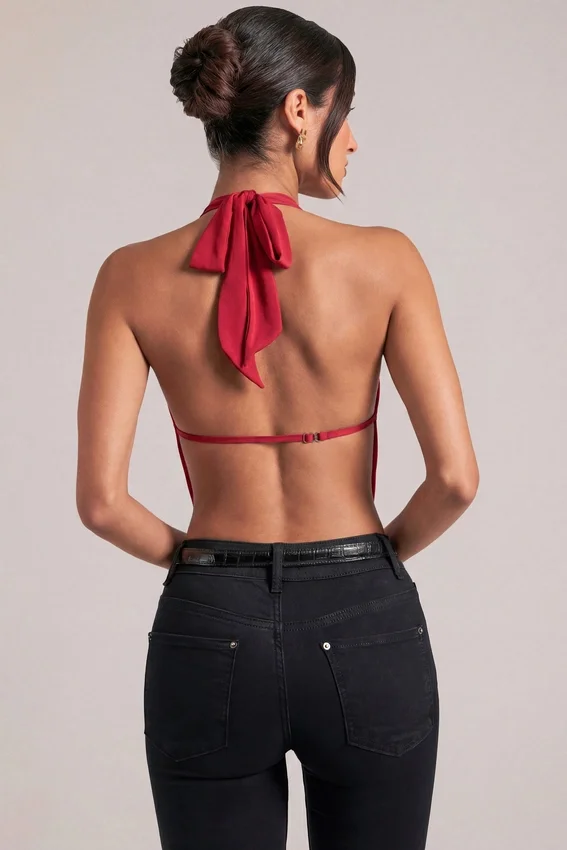 Zenna Draped Cowl Top in Cherry Red Zenna Draped Cowl Top in Cherry Red