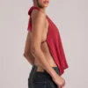 Zenna Draped Cowl Top in Cherry Red Zenna Draped Cowl Top in Cherry Red