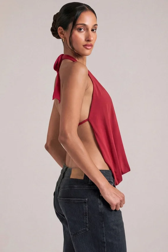 Zenna Draped Cowl Top in Cherry Red Zenna Draped Cowl Top in Cherry Red