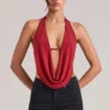Zenna Draped Cowl Top in Cherry Red Zenna Draped Cowl Top in Cherry Red