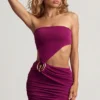 Zephyr Textured Jersey Asymmetric Mini Dress in Berry Purple Zephyr Textured Jersey Asymmetric Mini Dress in Berry Purple