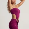 Zephyr Textured Jersey Asymmetric Mini Dress in Berry Purple Zephyr Textured Jersey Asymmetric Mini Dress in Berry Purple