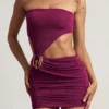 Zephyr Textured Jersey Asymmetric Mini Dress in Berry Purple Zephyr Textured Jersey Asymmetric Mini Dress in Berry Purple