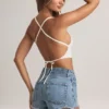 Zia Modal Cross-Back Tank Top in White Zia Modal Cross-Back Tank Top in White