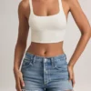 Zia Modal Cross-Back Tank Top in White Zia Modal Cross-Back Tank Top in White