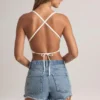 Zia Modal Cross-Back Tank Top in White Zia Modal Cross-Back Tank Top in White
