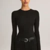 Ziva Modal Round-Neck Long-Sleeve Bodysuit in Black Ziva Modal Round-Neck Long-Sleeve Bodysuit in Black