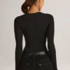 Ziva Modal Round-Neck Long-Sleeve Bodysuit in Black Ziva Modal Round-Neck Long-Sleeve Bodysuit in Black