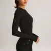 Ziva Modal Round-Neck Long-Sleeve Bodysuit in Black Ziva Modal Round-Neck Long-Sleeve Bodysuit in Black