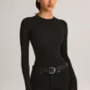 Ziva Modal Round-Neck Long-Sleeve Bodysuit in Black Ziva Modal Round-Neck Long-Sleeve Bodysuit in Black