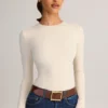 Ziva Modal Round-Neck Long-Sleeve Bodysuit in Cream Ziva Modal Round-Neck Long-Sleeve Bodysuit in Cream