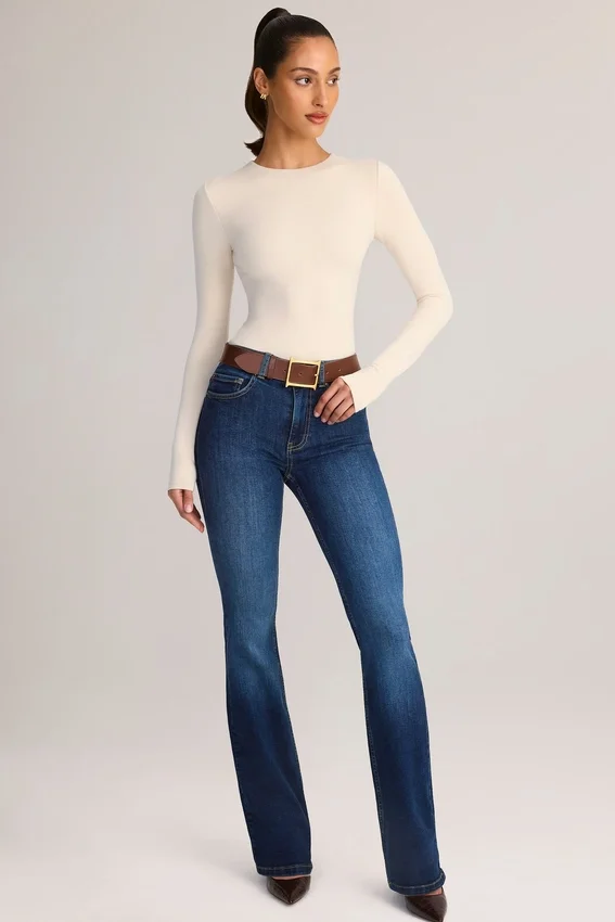 Ziva Modal Round-Neck Long-Sleeve Bodysuit in Cream Ziva Modal Round-Neck Long-Sleeve Bodysuit in Cream