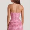 Ziya Embellished Draped Strapless A-Line Mini Dress in Pink Ziya Embellished Draped Strapless A-Line Mini Dress in Pink