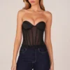 Zoa Bandeau Lace-Up Corset Top in Black Zoa Bandeau Lace-Up Corset Top in Black