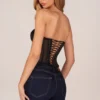 Zoa Bandeau Lace-Up Corset Top in Black Zoa Bandeau Lace-Up Corset Top in Black
