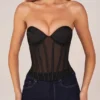 Zoa Bandeau Lace-Up Corset Top in Black Zoa Bandeau Lace-Up Corset Top in Black