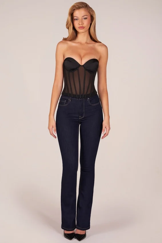 Zoa Bandeau Lace-Up Corset Top in Black Zoa Bandeau Lace-Up Corset Top in Black