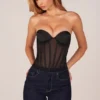 Zoa Bandeau Lace-Up Corset Top in Black Zoa Bandeau Lace-Up Corset Top in Black