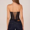 Zoa Bandeau Lace-Up Corset Top in Black Zoa Bandeau Lace-Up Corset Top in Black