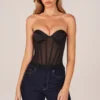 Zoa Bandeau Lace-Up Corset Top in Black Zoa Bandeau Lace-Up Corset Top in Black