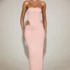 Zorya Soft-Jersey Bandeau Cut-Out Maxi Dress in Pink Zorya Soft-Jersey Bandeau Cut-Out Maxi Dress in Pink